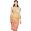 Orange Leaf Texture Pattern Bodycon Cross Back Summer Dress View1