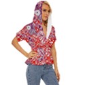 Leaf Red Point Flower White Lightweight Drawstring Hooded Top View3