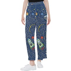 Illustration Cat Space Astronaut Rocket Maze Women s Pants  by Ravend