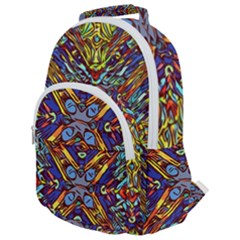 Mosaic Pattern Background Rounded Multi Pocket Backpack by Ravend