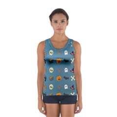 Halloween Cat Pumpkin Pattern Bat Horror Sport Tank Top  by danenraven