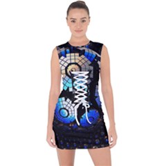 Illustration Tech Galaxy Robot Bot Science Lace Up Front Bodycon Dress by danenraven