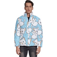 Seamless-little-cat-dragonfly-pattern Men s Puffer Bubble Jacket Coat by Jancukart