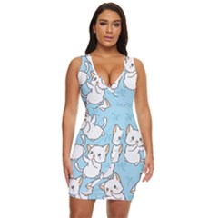 Seamless-little-cat-dragonfly-pattern Draped Bodycon Dress by Jancukart
