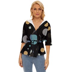 Circle Pattern Abstract Polka Dot Lightweight Drawstring Hooded Top by danenraven