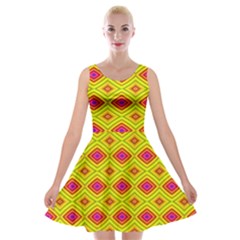 Red Yellow Abstract Velvet Skater Dress by artworkshop