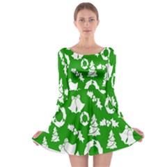Green Card Christmas December4 Long Sleeve Skater Dress by artworkshop