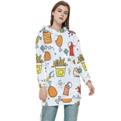 Cute Sketch  Fun Funny Collection Women s Long Oversized Pullover Hoodie by artworkshop