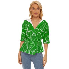 Green Banana Leaves Lightweight Drawstring Hooded Top by ConteMonfrey