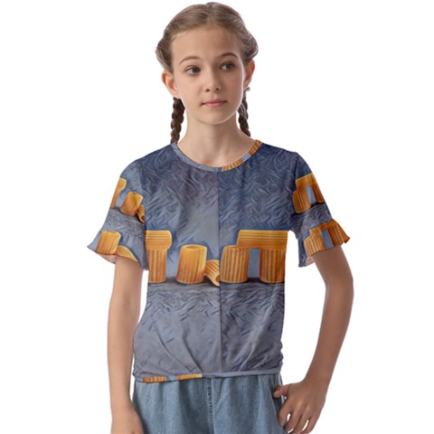 Pasta Is Art - Italian Food Kids  Cuff Sleeve Scrunch Bottom Tee by ConteMonfrey