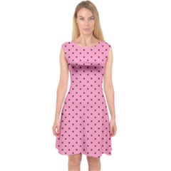Polka Dot Dots Pattern Dot Capsleeve Midi Dress by danenraven