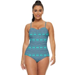 Abstract Chevron Zigzag Pattern Retro Full Coverage Swimsuit by danenraven