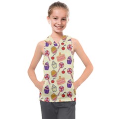 Cupcake Pattern Lollipop Kids  Sleeveless Hoodie by danenraven