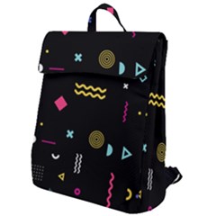 Geometric Art Colorful Shape Flap Top Backpack by Ravend