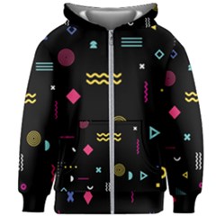 Geometric Art Colorful Shape Kids  Zipper Hoodie Without Drawstring by Ravend