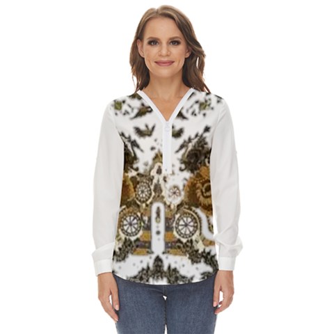 Im Fourth Dimension Colour 73 Zip Up Long Sleeve Blouse by imanmulyana