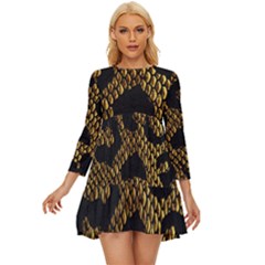 Metallic Snake Skin Pattern Long Sleeve Babydoll Dress by BangZart