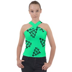 Tree With Ornaments Green Cross Neck Velour Top by TetiBright