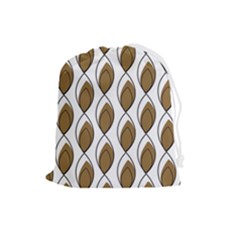 Brown Minimalist Leaves  Drawstring Pouch (large) by ConteMonfreyShop