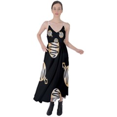 Gold Ornaments Black Tie Back Maxi Dress by TetiBright