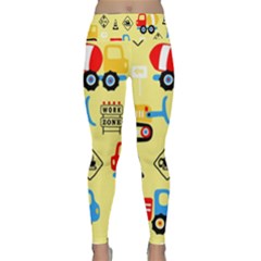 Seamless Pattern Vector Industrial Vehicle Cartoon Lightweight Velour Classic Yoga Leggings by Jancukart