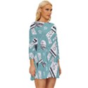 Cute seamless pattern with rocket planets-stars Long Sleeve Babydoll Dress View3