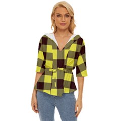 Black And Yellow Big Plaids Lightweight Drawstring Hooded Top by ConteMonfrey