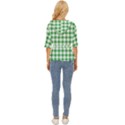 Straight Green White Small Plaids Lightweight Drawstring Hooded Top View4