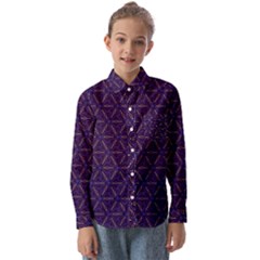 Background Pattern Texture Purple Kids  Long Sleeve Shirt by Wegoenart