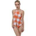 Orange and white plaids Go with the Flow One Piece Swimsuit View1