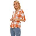 Orange and white plaids Lightweight Drawstring Hooded Top View2