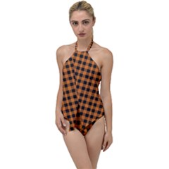 Orange Black Small Plaids Go With The Flow One Piece Swimsuit by ConteMonfrey