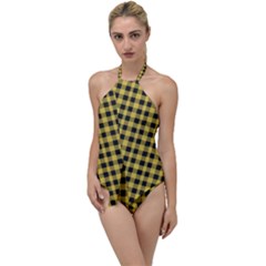 Black And Yellow Small Plaids Go With The Flow One Piece Swimsuit by ConteMonfrey