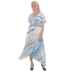 Marble Abstract Art Artistic Backdrop Cross Front Sharkbite Hem Maxi Dress by Wegoenart