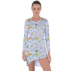 Tea Drinking Welding Tea Bag Asymmetric Cut-out Shift Dress by Wegoenart