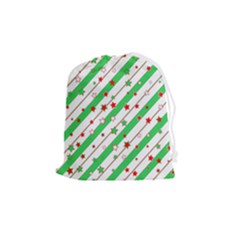 Christmas Xmas Green Stars Background Star Drawstring Pouch (medium) by Wegoenart