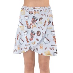 Coffee Coffeemania Caffeine Wrap Front Skirt by Wegoenart