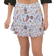 Coffee Coffeemania Caffeine Fishtail Mini Chiffon Skirt by Wegoenart