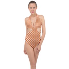 Cute Little Ghosts Halloween Theme Halter Front Plunge Swimsuit by ConteMonfrey