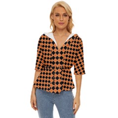 Halloween Black Orange Plaids Lightweight Drawstring Hooded Top by ConteMonfrey