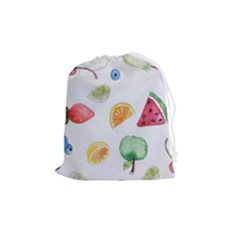 Fruit Summer Vitamin Watercolor Drawstring Pouch (medium) by Wegoenart