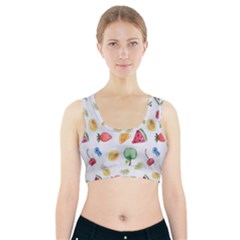 Fruit Summer Vitamin Watercolor Sports Bra With Pocket by Wegoenart