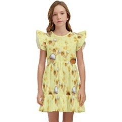 Ice Cream Cone Dessert Kids  Winged Sleeve Dress by Wegoenart