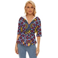 Kaleidoscope Mandala Colorful Lightweight Drawstring Hooded Top by Wegoenart