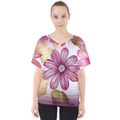 Fabric Pattern Texture V-neck Dolman Drape Top by Wegoenart