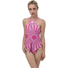 Mandala Pink Abstract Go With The Flow One Piece Swimsuit by Wegoenart