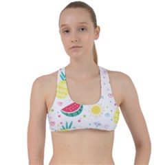 Pineapple And Watermelon Summer Fruit Criss Cross Racerback Sports Bra by Jancukart