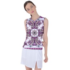 Multicolored Pattern Illustration Purple Peacock Women s Sleeveless Sports Top by Jancukart