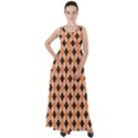 Halloween Inspired Black Orange Diagonal Plaids Empire Waist Velour Maxi Dress View1