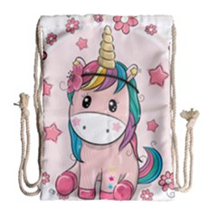 Cartoon Unicorn Fantasy Drawstring Bag (large) by Jancukart